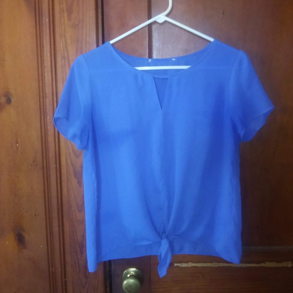 Light Blue Front Tie Shirt